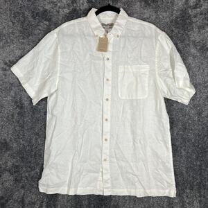 Kenny Flowers Shirt Mens Large White Linen Island Classics Lightweight New